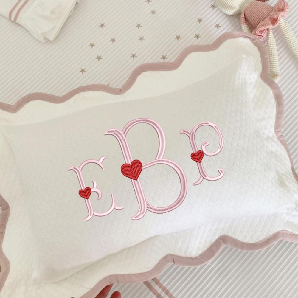 Heart Fishtail Monogram Fishtail Embroidery EmbroideryFont, Instant Download BX Font | PES + 11 other formats for Embroidery Machines