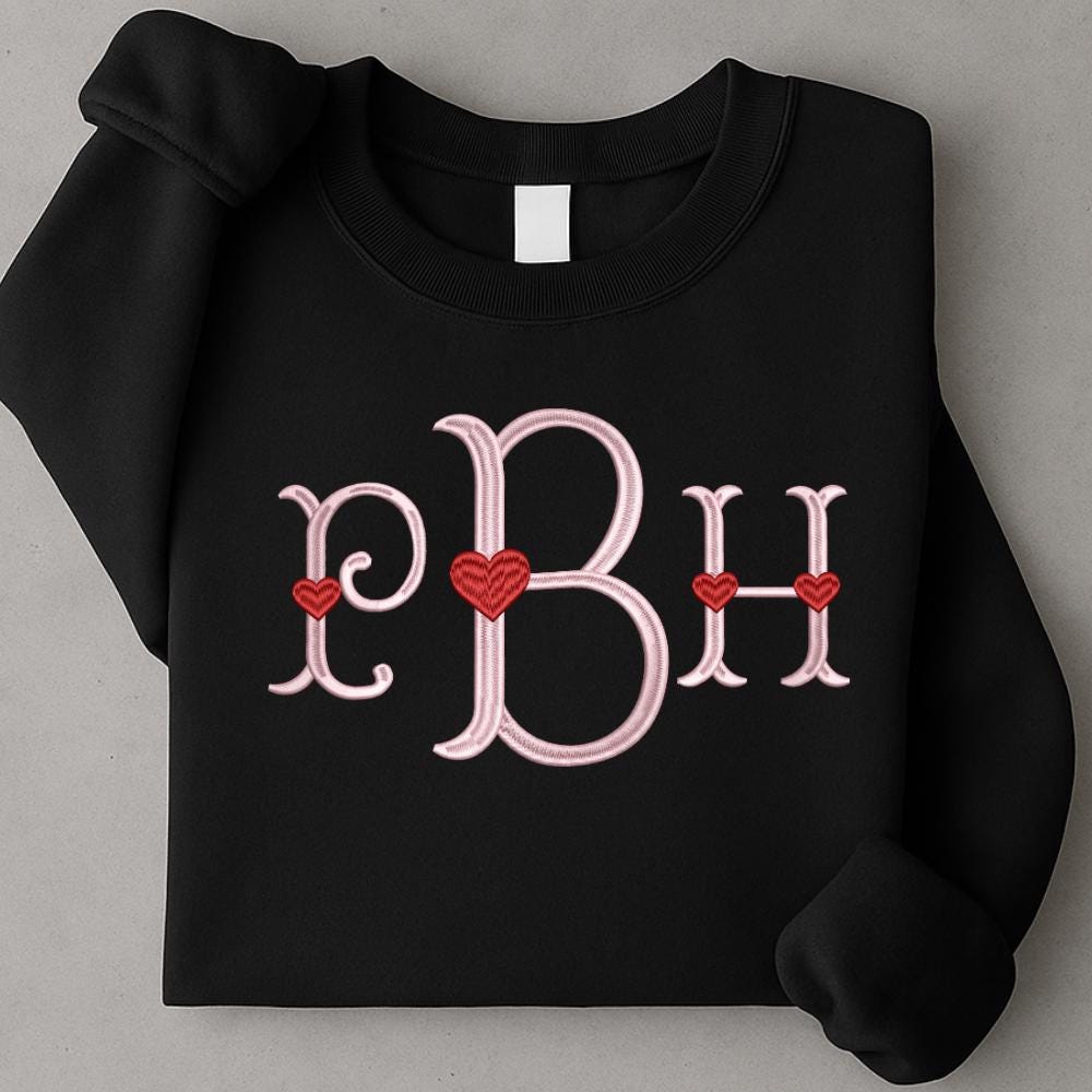 Heart Fishtail Monogram Fishtail Embroidery EmbroideryFont, Instant Download BX Font | PES + 11 other formats for Embroidery Machines