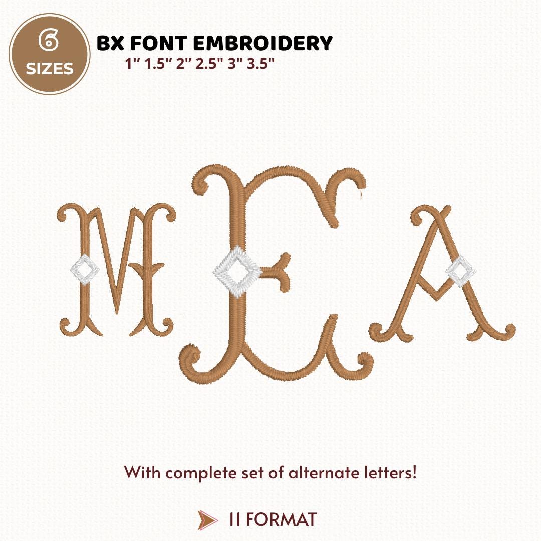 Diamond Monogram Embroidery Monogram Designs In 6 Sizes, Fancy Font Embroidery, Instant Download BX Font | PES + 11 other
