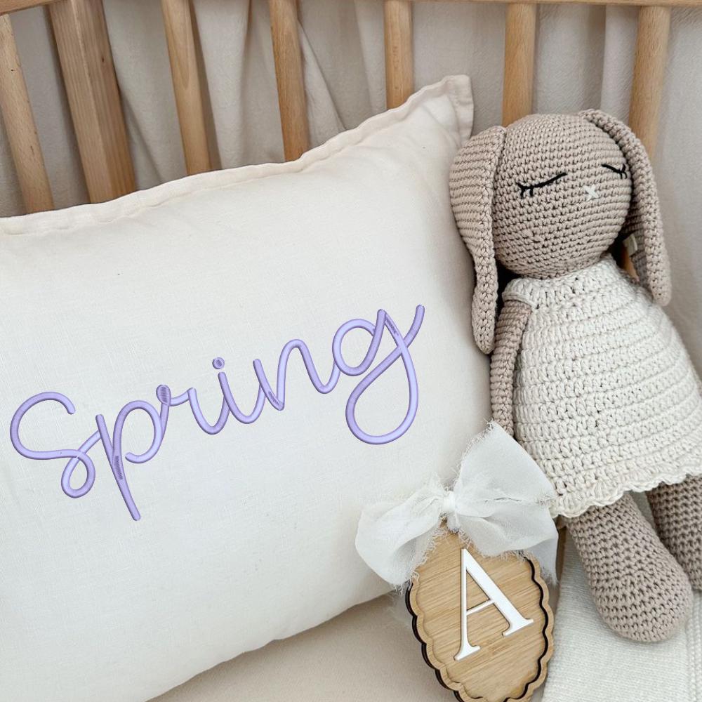 Spring Bloom Cursive Machine Embroidery Font, Monogram Script Alphabet, Satin Stitch, PES DST, Signature Font, 6 Sizes, Instant Download