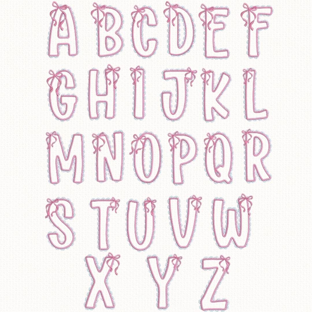 Lace Applique Embroidery Font, A-Z Lace BX Font, 5 Sizes, BX Font Included