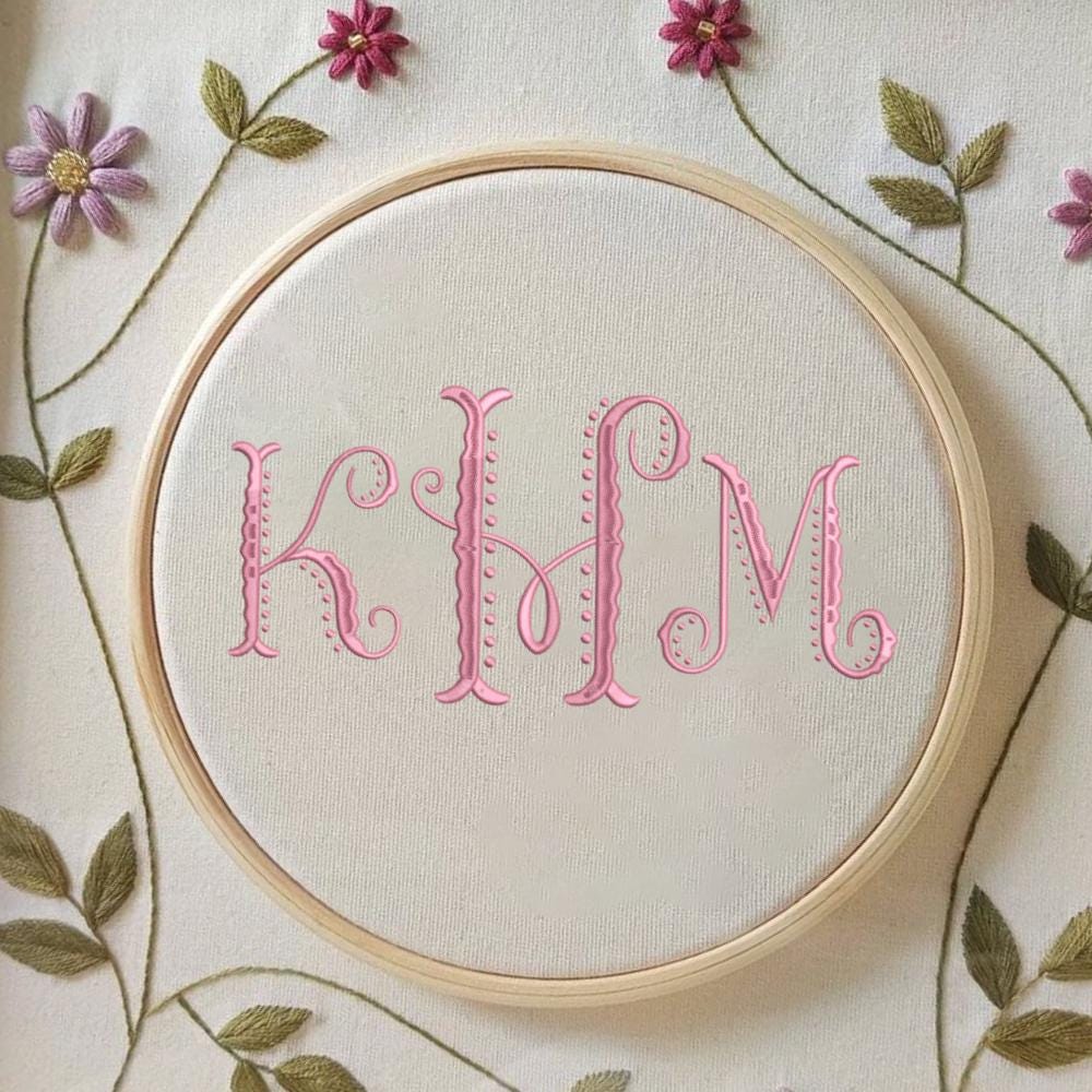 Monogram Fishtail Embroidery Monogram Family Designs In 6 Sizes, Instant Download BX Font | PES + 11 other formats for Embroidery Machines