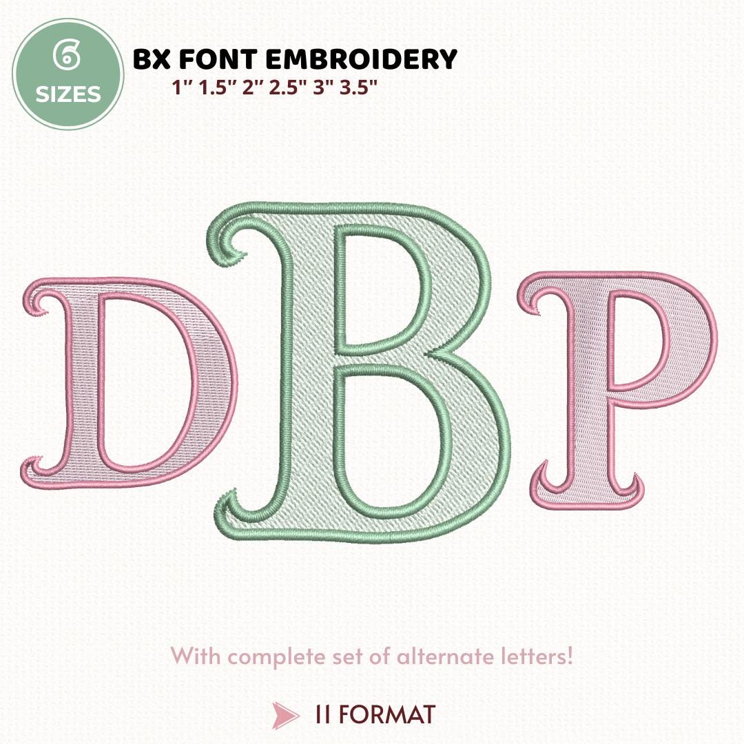 Monogram Fishtail Embroidery,  Monogram Family Designs In 4 Sizes, Instant Download BX Font | PES + 11 other formats for Embroidery Machines