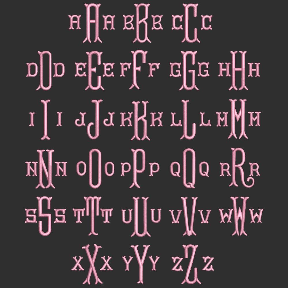 Monogram Fishtail Embroidery,  Fishtail Embroidery Monogram, Instant Download BX Font | PES + 11 other formats for Embroidery Machines