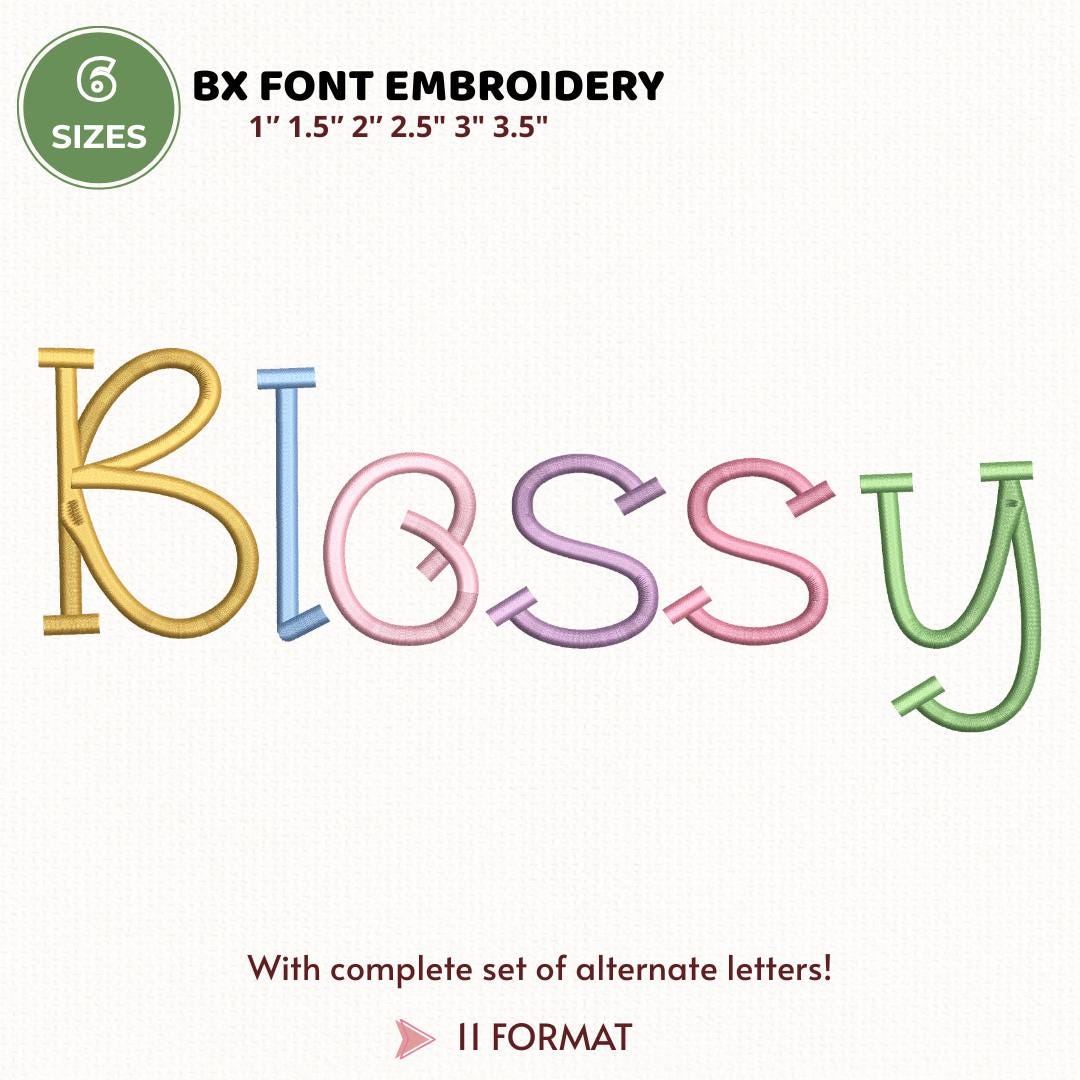 Blossy Satin Embroidery Font, Thin Script (BX Included, Instant Download)