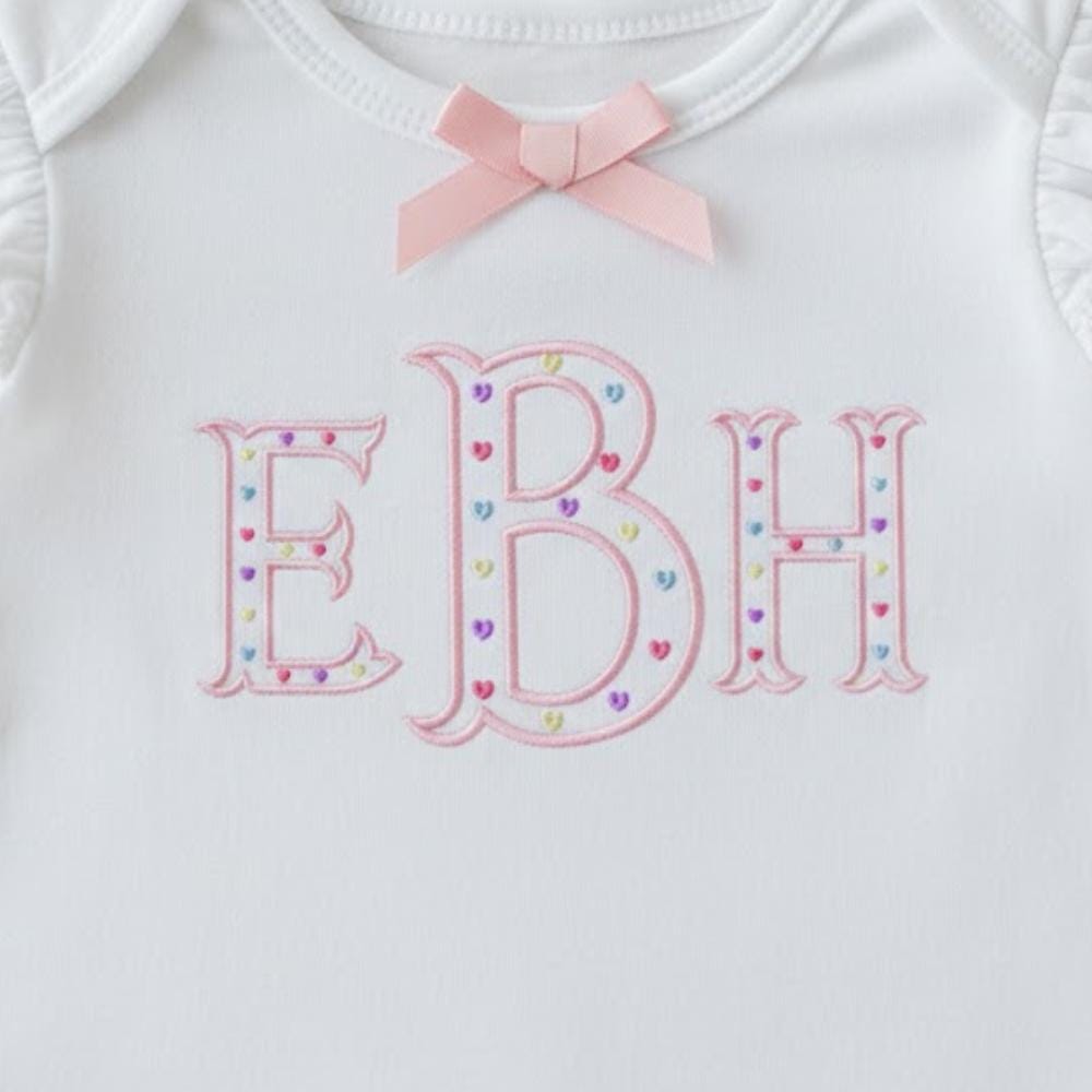 Heart Monogram Fishtail Embroidery Monogram Family Designs, Instant Download BX Font | PES + 11 other formats for Embroidery Machines