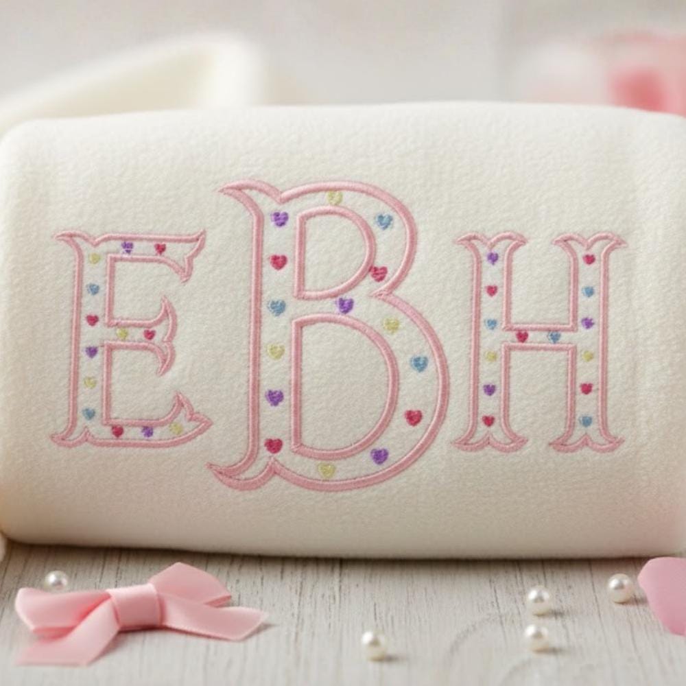Heart Monogram Fishtail Embroidery Monogram Family Designs, Instant Download BX Font | PES + 11 other formats for Embroidery Machines