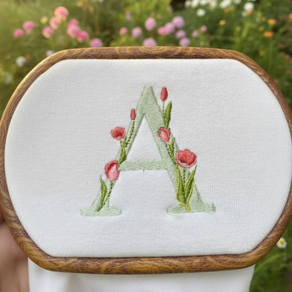 Floral Alphabet Embroidery Design: A-Z Font Bundle, 6 Sizes (BX Included, Instant Download)