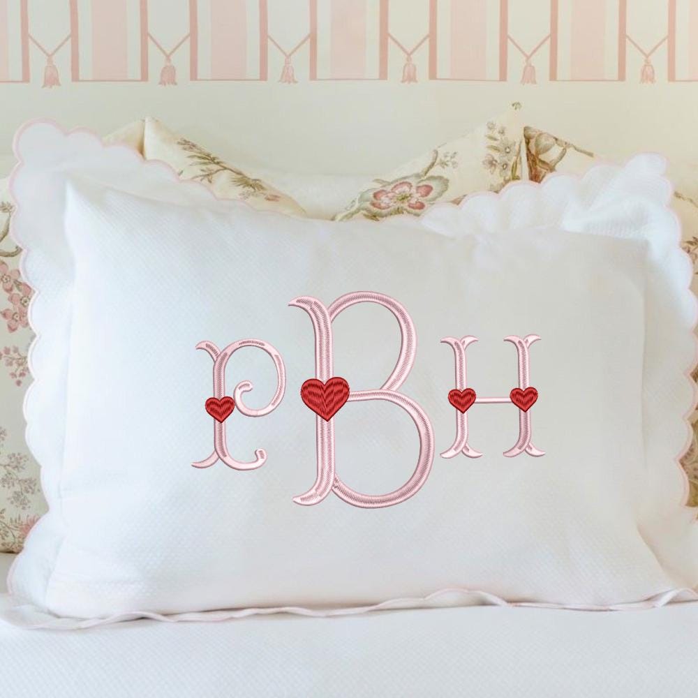 Heart Fishtail Monogram Fishtail Embroidery EmbroideryFont, Instant Download BX Font | PES + 11 other formats for Embroidery Machines