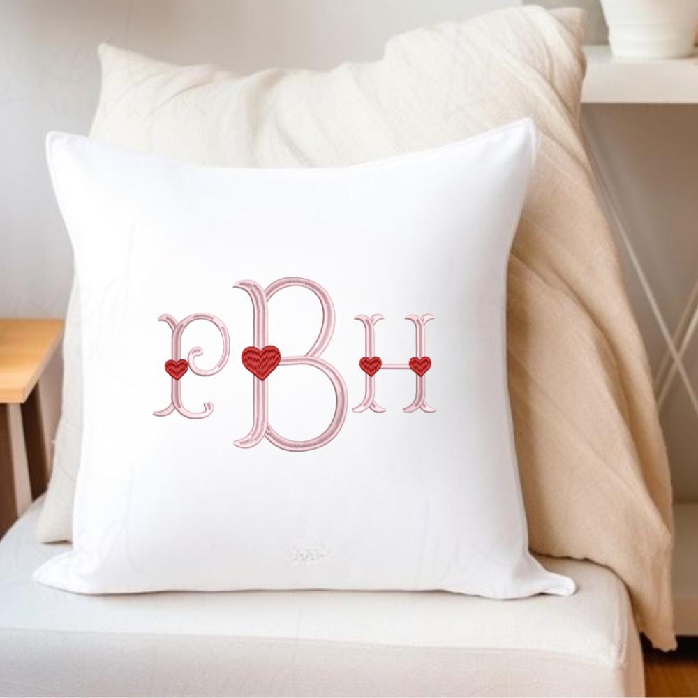 Heart Fishtail Monogram Fishtail Embroidery EmbroideryFont, Instant Download BX Font | PES + 11 other formats for Embroidery Machines