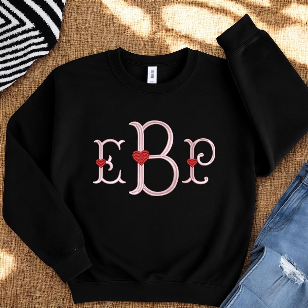 Heart Fishtail Monogram Fishtail Embroidery EmbroideryFont, Instant Download BX Font | PES + 11 other formats for Embroidery Machines