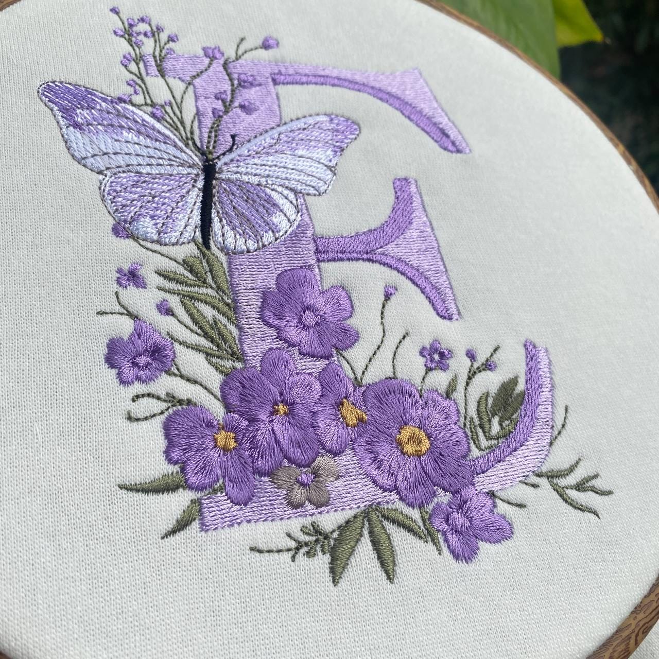 Floral Alphabet with Butterfly, Monogram Letter E Embroidery, Name Embroidery Design (Digital Download), 5 sizes