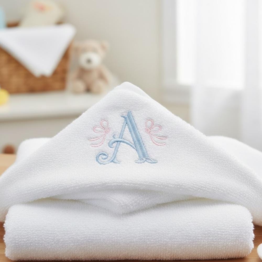 Baby Girl Monogram Embroidery with Bows, Pastel Initial Font BX, Nursery Name Design, Machine Embroidery (Digital Download), 11 formats
