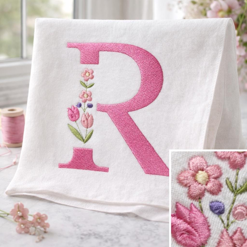 Floral Embroidery Font, Butterfly Alphabet A-Z, Elegant Flower Letters, Satin Stitch, BX Font | PES + 11 other formats