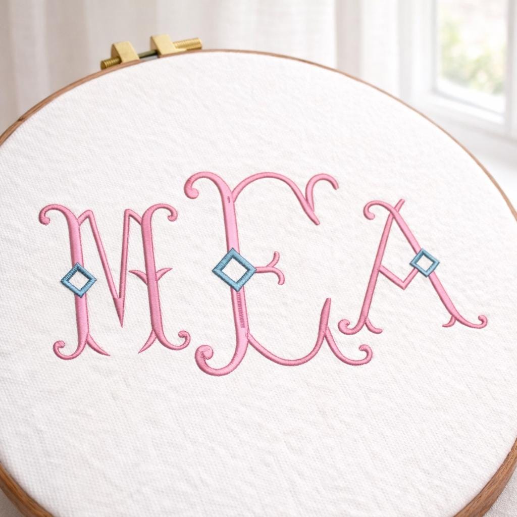 Diamond Monogram Embroidery Monogram Designs In 6 Sizes, Fancy Font Embroidery, Instant Download BX Font | PES + 11 other