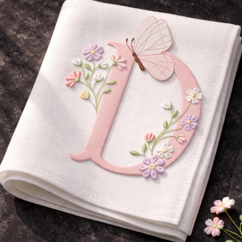 Floral Monogram Embroidery Font, Butterfly Alphabet A-Z, Elegant Flower Letters, Satin Stitch, BX Font | PES + 11 other formats