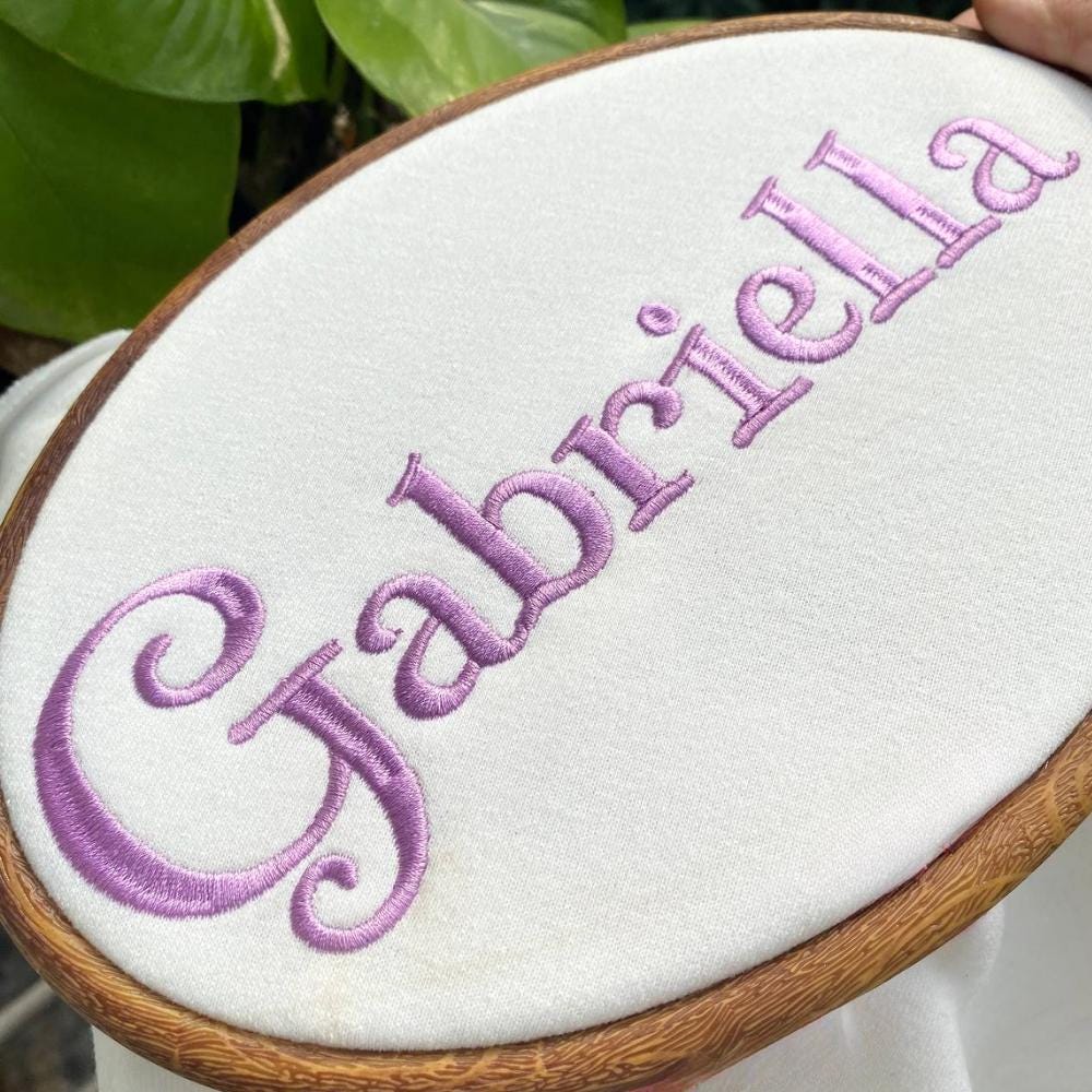 Gaberiella Machine Embroidery Font: Native BX, Satin Stitch Font (BX Included, Instant Download)