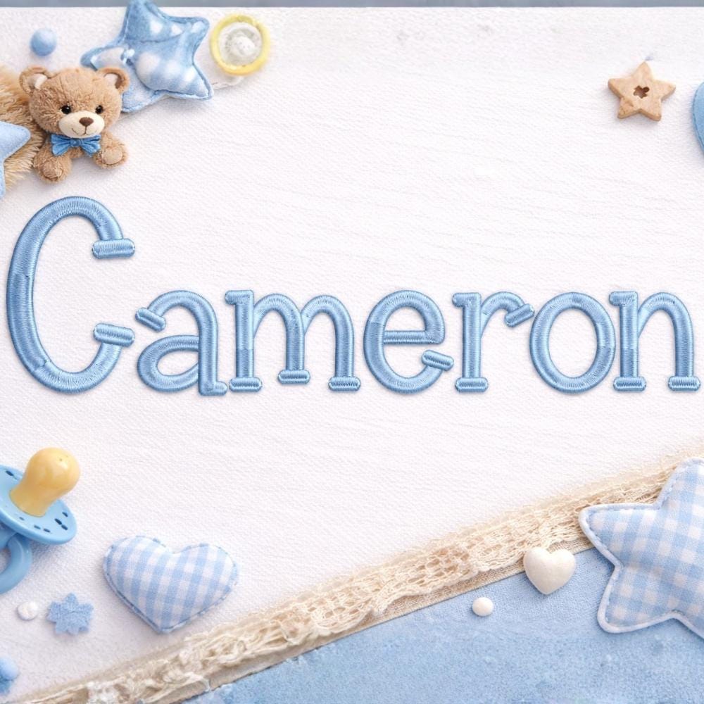 Cameron Embroidery Font Embroidery: Baby embroidery font, Native BX + Satin Stitch font, (BX Included, Instant Download)