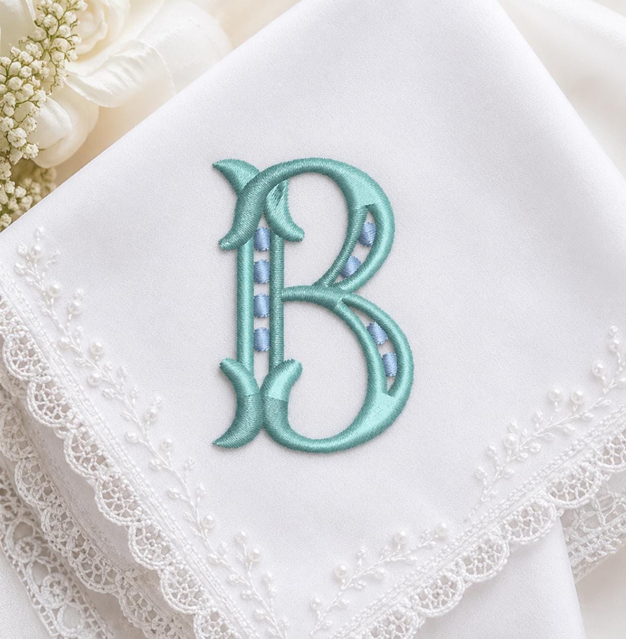 Coquette Monogram Embroidery Font, Elegant Satin Alphabet, Vintage Script Font, Wedding Napkin, BX Font | PES + 11 other formats