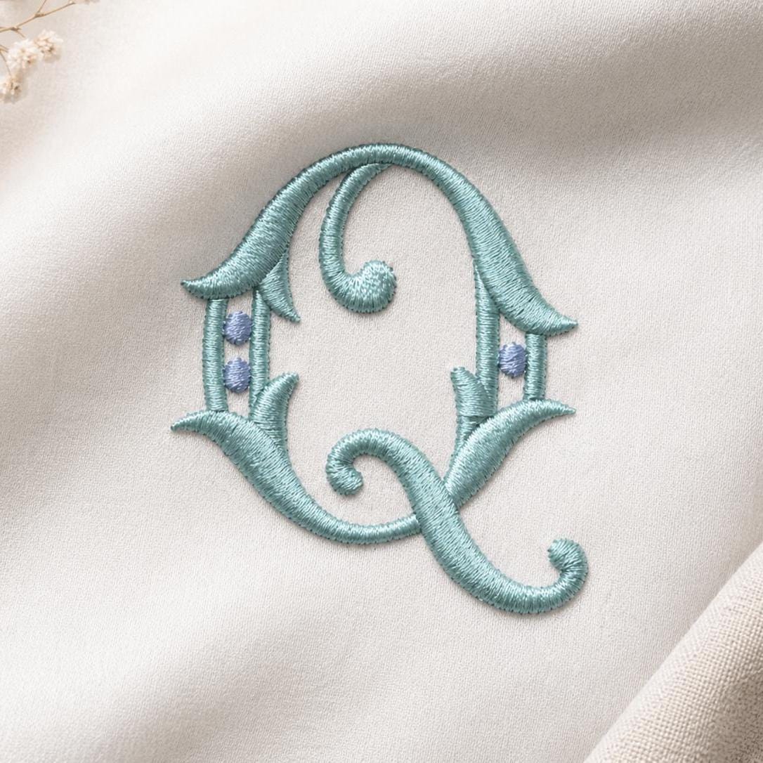 Coquette Monogram Embroidery Font, Elegant Satin Alphabet, Vintage Script Font, Wedding Napkin, BX Font | PES + 11 other formats