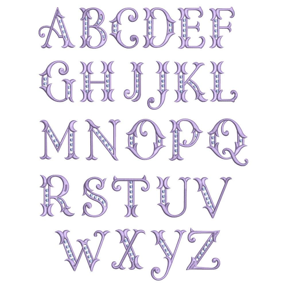 Coquette Monogram Embroidery Font, Elegant Satin Alphabet, Vintage Script Font, Wedding Napkin, BX Font | PES + 11 other formats