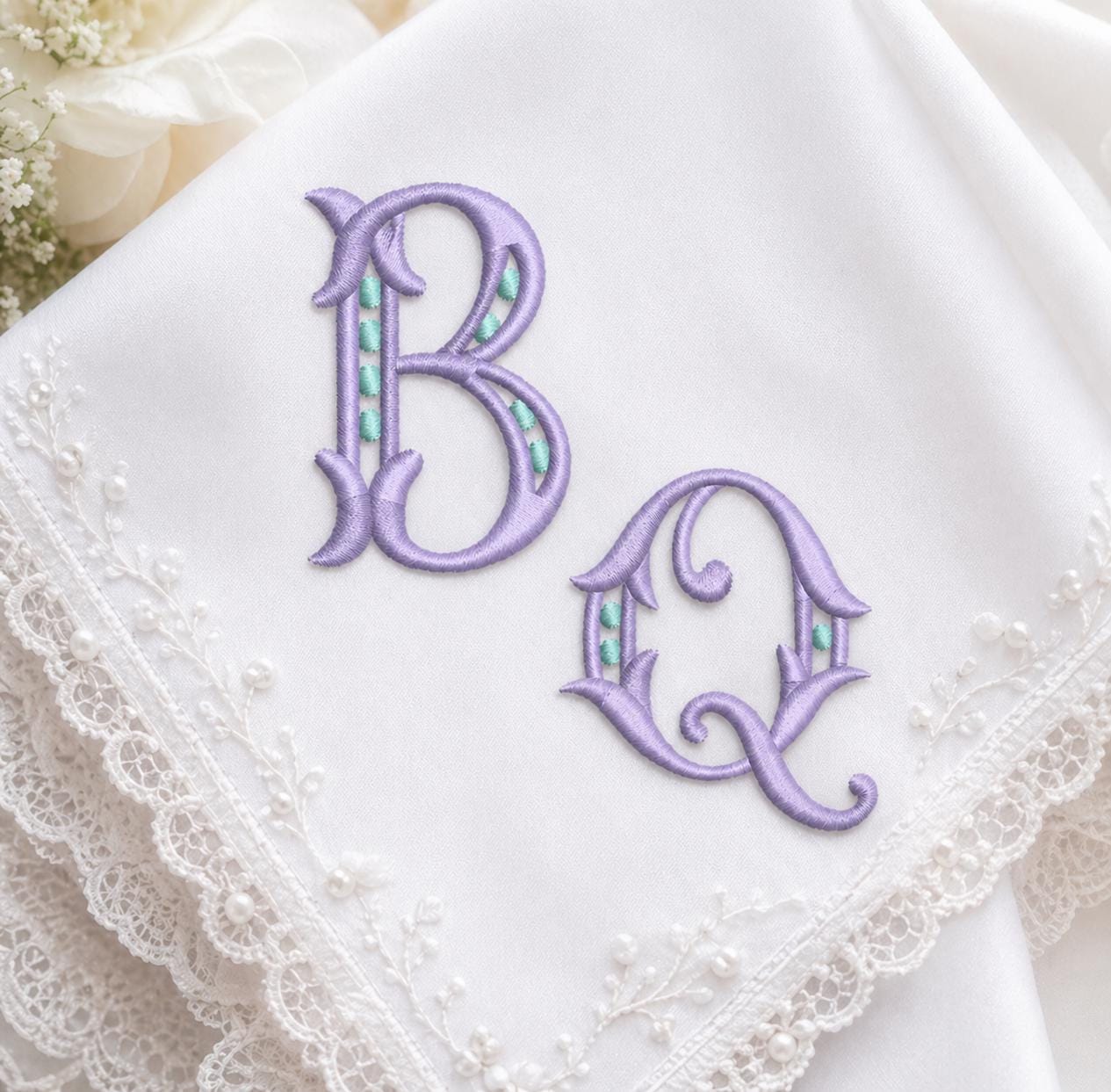 Coquette Monogram Embroidery Font, Elegant Satin Alphabet, Vintage Script Font, Wedding Napkin, BX Font | PES + 11 other formats