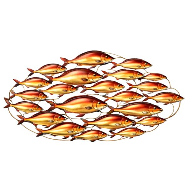 Golden Red School of Fish – Vibrant Tropical Ocean Style Metal Wall Art Decor for Home &amp; Outdoor