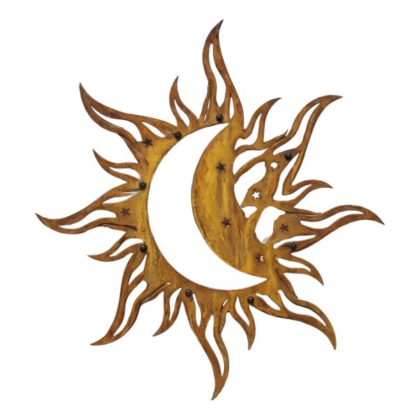 Sun Moon Wall Art – Celestial Boho Aluminum Metal Decor for Indoor &amp; Outdoor Home Spaces