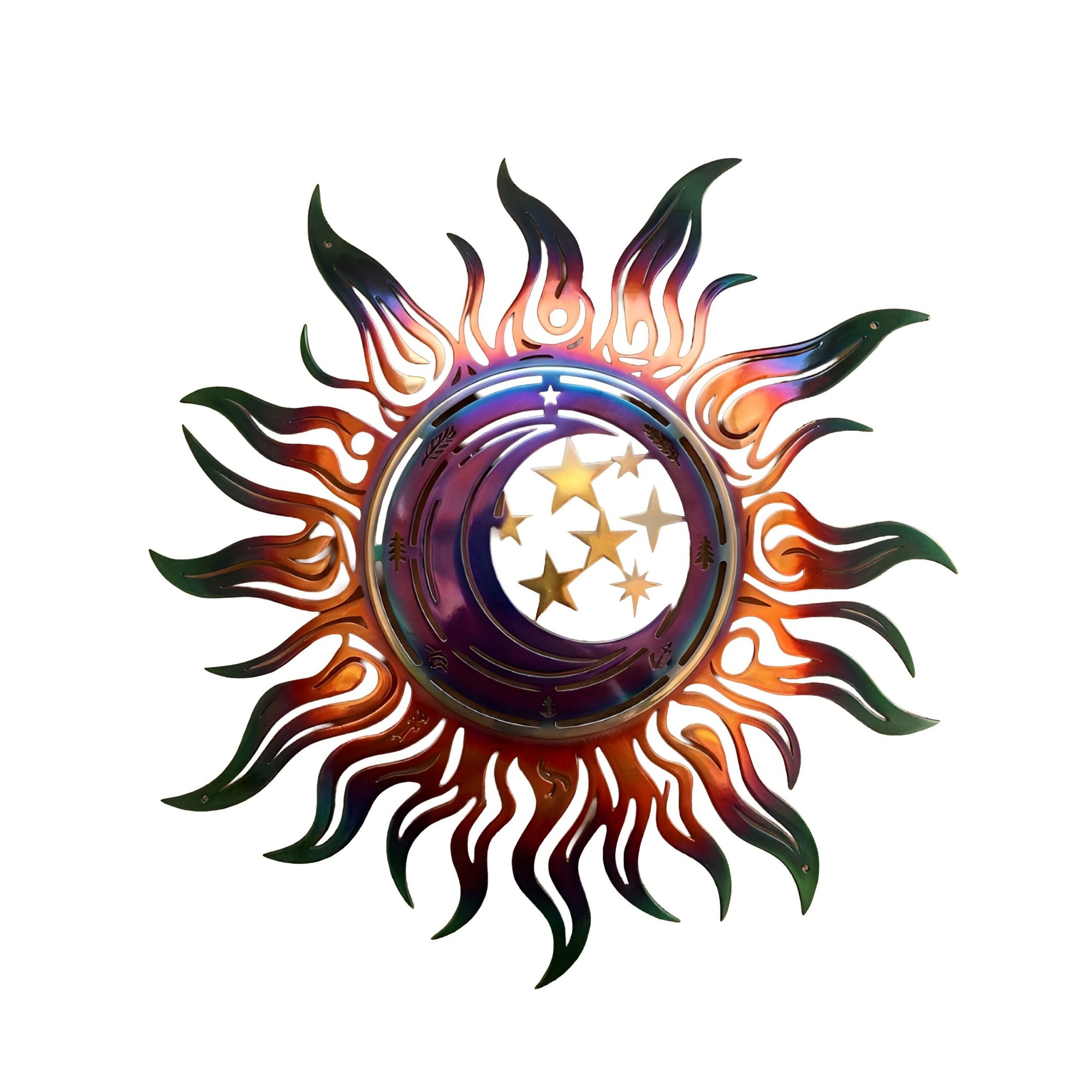 Celestial Sun Wall Art – Boho Cosmic Aluminum Metal Decor for Indoor &amp; Outdoor Home Display