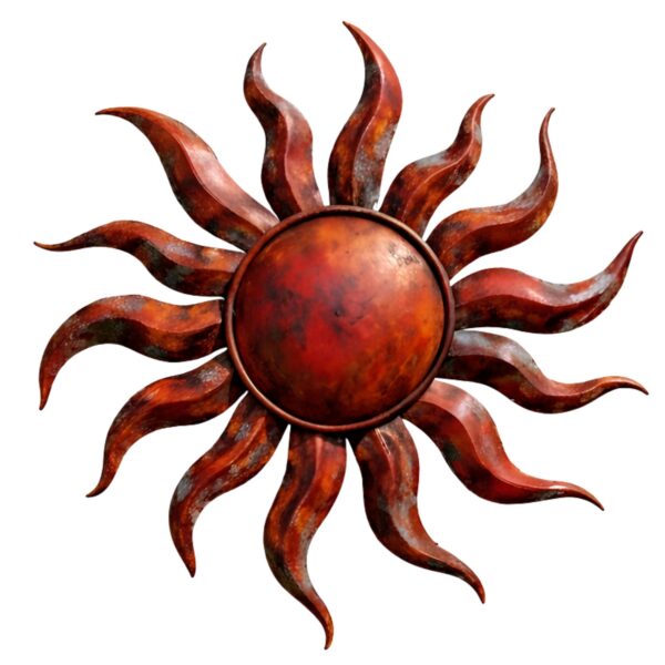Rustic Sun Wall Art – Rustic Flame Aluminum Metal Decor for Indoor &amp; Outdoor Home Display