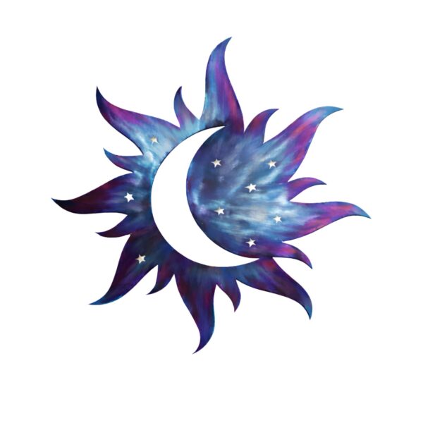 Celestial Sun Moon Wall Art – Galaxy Style UV Printed Metal Decor for Bedroom &amp; Living Room
