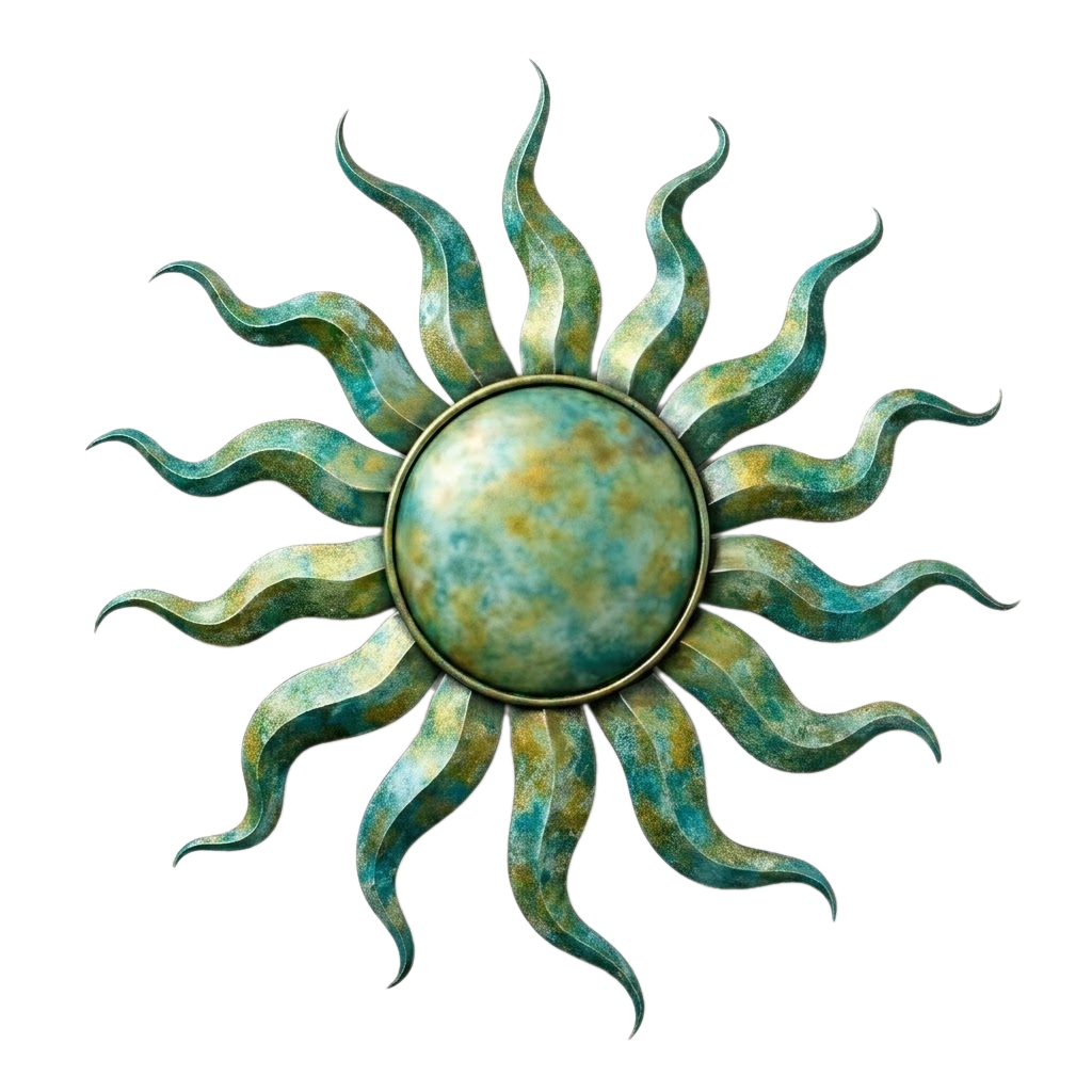 Sun Metal Wall Art – Boho Distressed Metal Wall Decor for Home