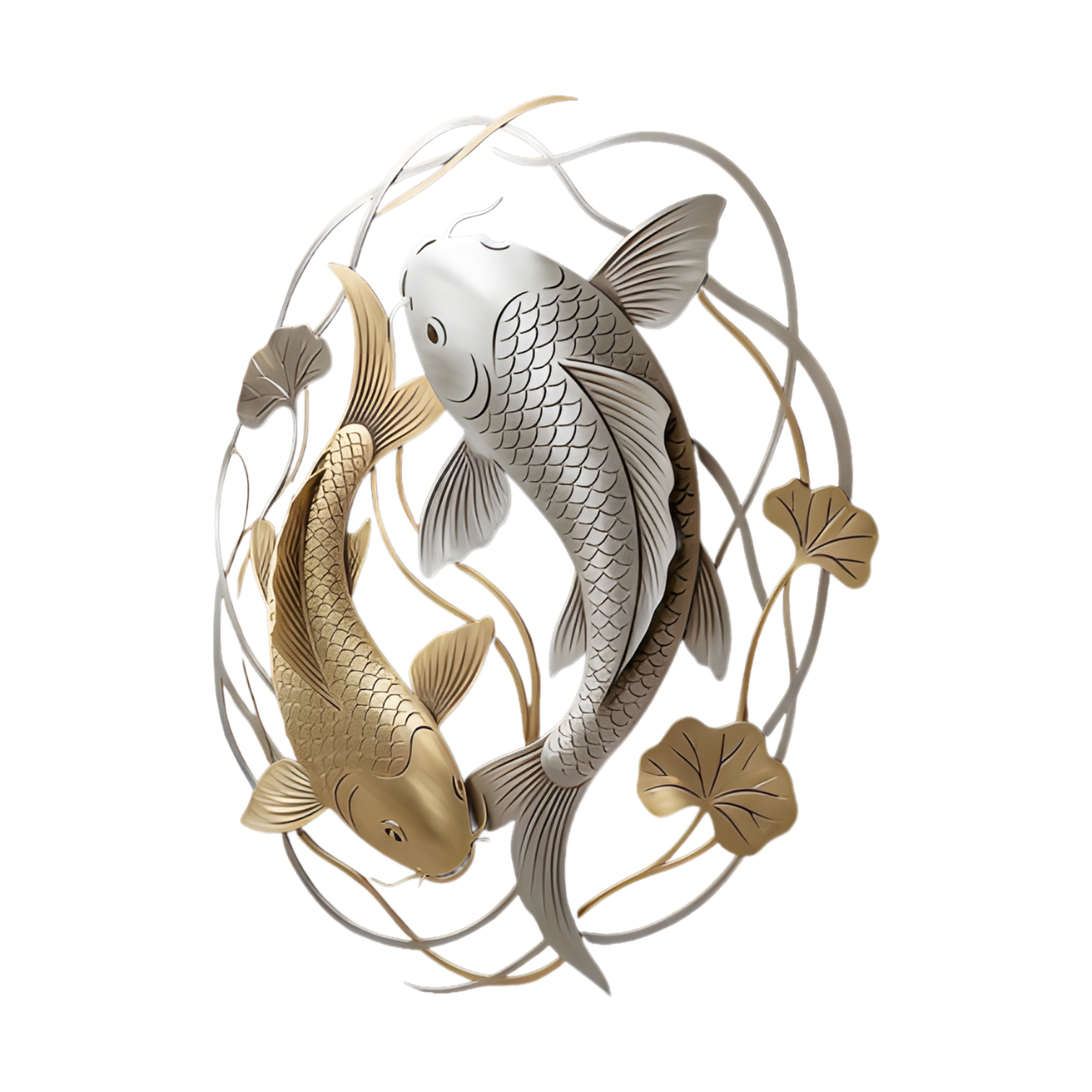 Koi Fish Wall Art – Elegant Asian Style Aluminum Wall Decor for Home