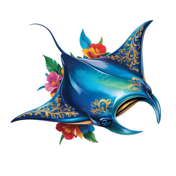 Stingray Wall Art – Elegant Marine Style Aluminum Wall Decor for Home