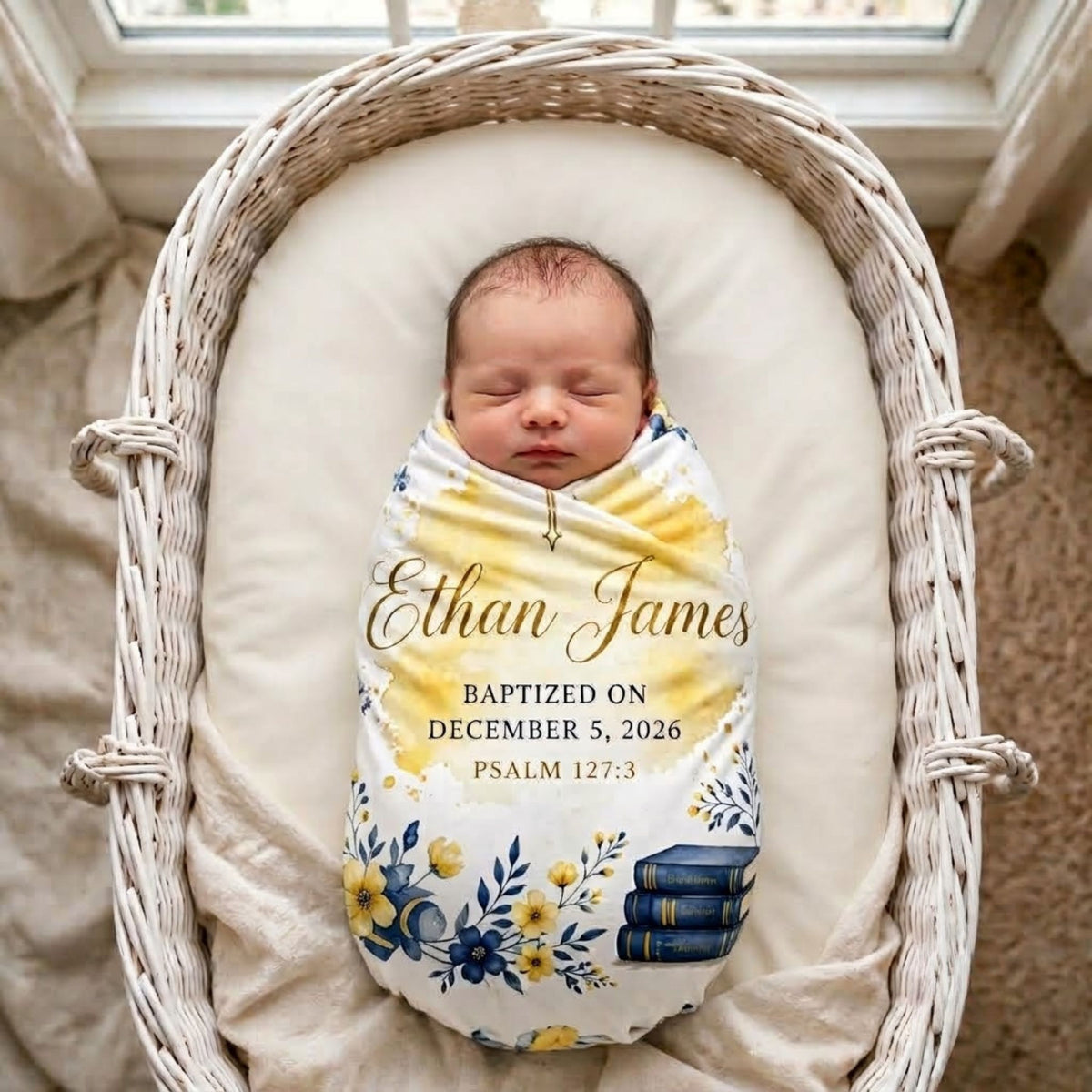 Personalized Christian Baby Blanket, Custom Baptism Gift Boy Girl, Fleece
